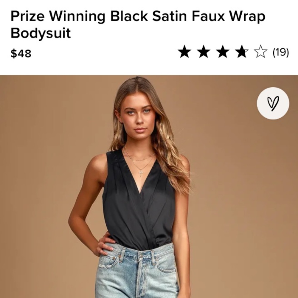 NWT Lulu’s Black Satin Bodysuit with v-neckline & v-back